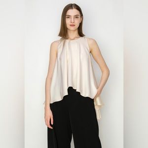 NWT Round Neck Loose Irregular Sleeveless Top in Champagne Size Large
